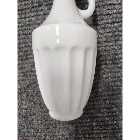 VINTAGE Lefton White Milk Glass Oil Decanter Bottle With Stopper And Handle - Picture 3 of 8